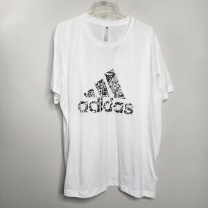 Adidas Graffiti Logo Climalite White Tshirt Mens 2xl